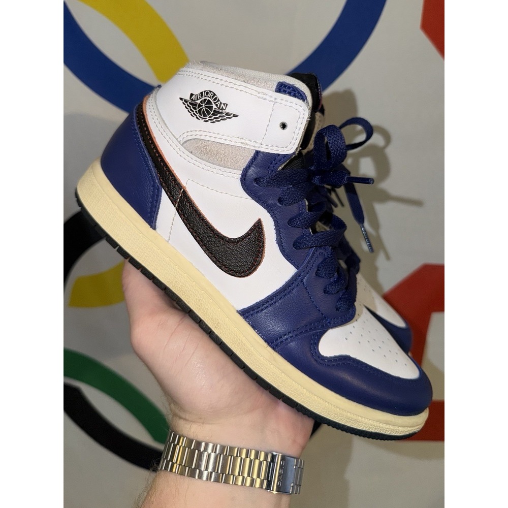Nike Air Jordan 1 Kids 2.5Y High Top Sneakers Blue/White Rare Air FD1412-100